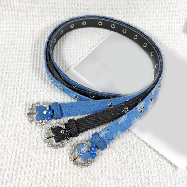 Flower Waist Chain Vintage Flower Denims Belt for Women Proms Stage and Club Party Casual Wear Elaborate Jewelry