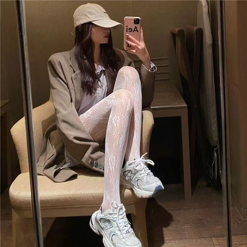 Women'S Fashion Sexy Rhinestone Pantyhose High Elastic Mesh Hollowed Out Black Stockings Girls' Slim Fishing Net Tights Jk Gift