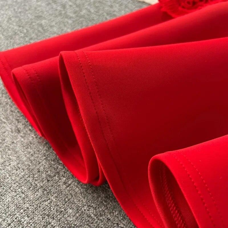 Elegante Sexy Hohe Taille Spitze Rüschen Slash Neck Puff Sleeve Kleid Urlaub Vestidos Schlanke Frauen Party Zeremonielle Trompete Kleid