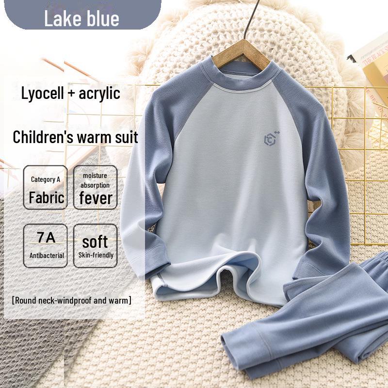 Children's Thermal Antibacterial Set: Autumn/Winter Thickened and Breathable Boy & Girl Top and Bottom with German Velvet