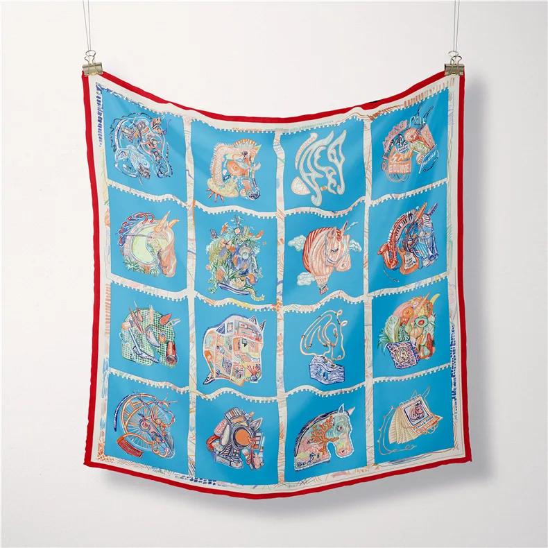 Luxury Print Silk Square Scarf Women Spring Neck Tie Shawl Wraps Female 53cm Hair Hand Wrist Headkercheif Hijab Bandana
