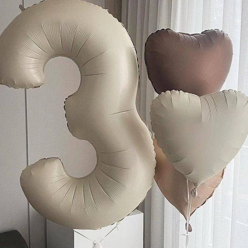 40 Inch Beige Cream Caramel Chocolate Color Retro Number Balloon 123456789 for Baby Shower Birthday Party Wedding Decoration