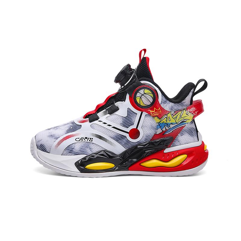 Jungenschuhe Neue Kinder Mesh Atmungsaktiv Rutschfest Laufschuhe Große Jungen Studenten Drehverschluss Gepolsterte Basketballschuhe