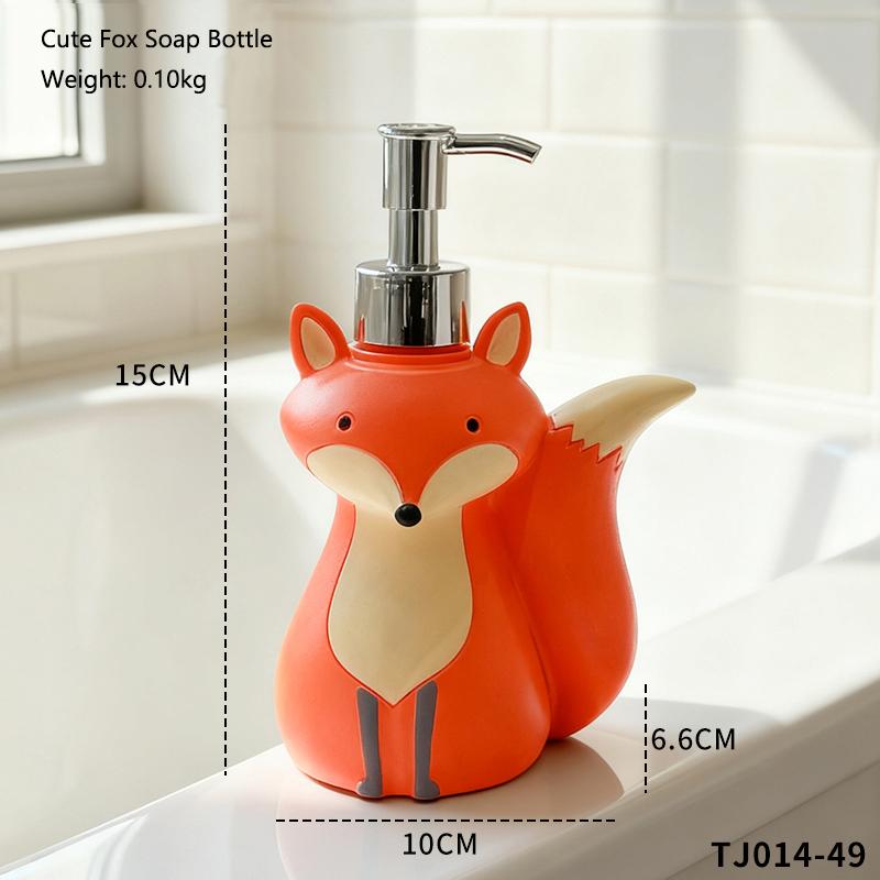 Cute Fox Soap Bottle Portable Press Lotion Bottle Hotel Household Toilet Bathroom Shampoo Hand Washing Liquid Bath Gel Bottle
