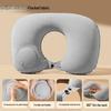 Inflatable U-Shaped Travel Neck Pillow with Press-Type Inflation, Foldable Compression Design for Car & Rail Travel