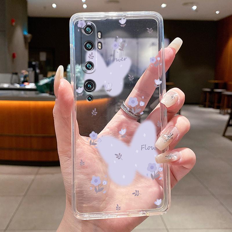 Phone Case For Xiaomi Mi cc9 Pro/Mi Note 10/Mi Note 10 Pro Butterfly Bow Protective Casing Transparent Soft Silicone TPU Cover