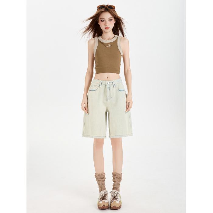 Women's 2025 Summer Loose Slimming Korean Style Denim Shorts - Trendy Casual Versatile Fashion