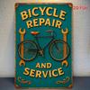 Vintage Metal Bicycle Repair Sign 8x12 Inch Rustic Green Wall Art for Garage Home Bar Cafe Decor