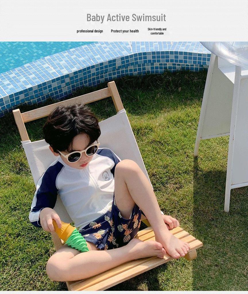 2025 Boys' Quick-Dry Long Sleeve Swimsuit Set - Infant To Youth Beachwear