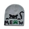Keep Warm Knitting Cap Hat Cat Print Beanie Bonnet Fashion Wool Hat  Outdoor