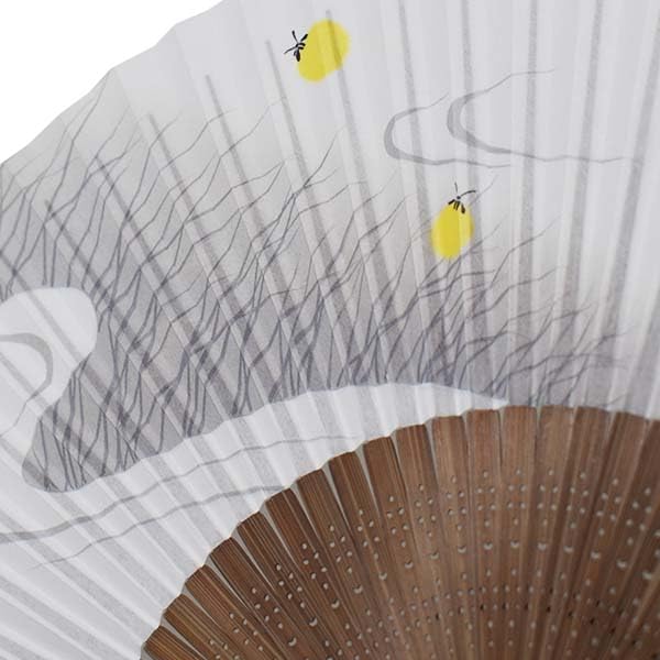 Kimono Folding Carved Karaki Firefly Design [Stylish Iroha] Men's Fan, Wood, Scented,