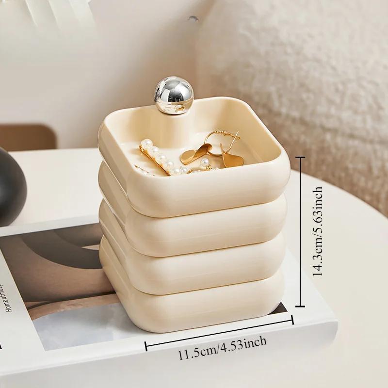 Rotating Jewelry Box 3/4 Layers ABS Resin Home Dressing Table Accessories Multi-layer Storage Box