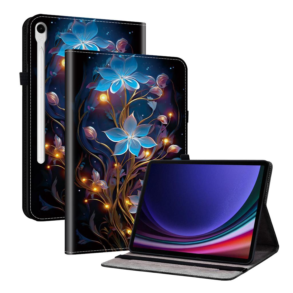 Capa de Tablet de Couro PU para Samsung Galaxy Tab S9 FE (10.9")-11 estilos! Durável, com 2 compartimentos para suporte, porta-lápis e compartimentos para cartões, capa traseira de TPU flexível