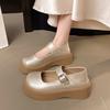 Fashion Platform Mary Jane Single Shoes Women's Fashion Round Toe Shallow Mouth One Strap Anti-Slip Wear-Resistant Low Top Shoes