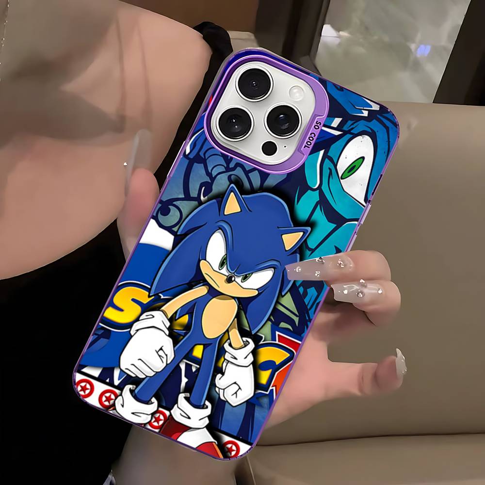 

S-SonicS Anime For Iphone 15 14 13 Plus 17 16 12 11 Pro Max Matte Colored Silver Luxury Phone Cover iPhone 17pro max