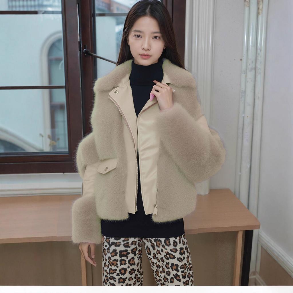 Haining fur coat women's new fine imitation fox fur fur integrated young celebrity style fur coat