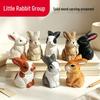 Handcrafted Solid Wood Rabbit Ornament - Small Animal Desktop Decoration DIY Gift