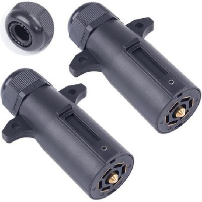 2 PCS 7 Pin Trailer Plug with Waterproof Seal Heavy Duty 7 Way Round PLUG-2PC