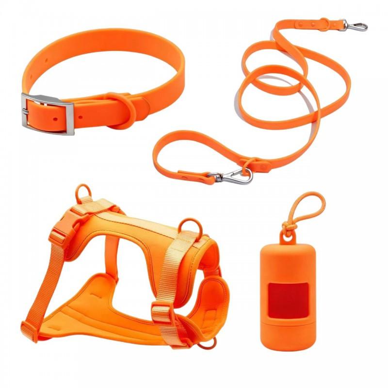 Dog Harness Set PVC Waterproof Chew Proof Small Dogs Leash Collar