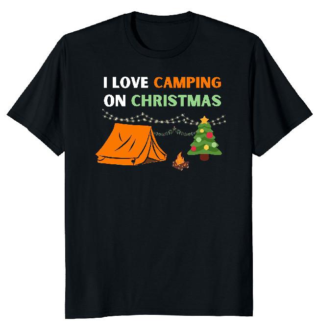 NEW LIMITED I Love Camping on Christmas Classic Novelty Tee S