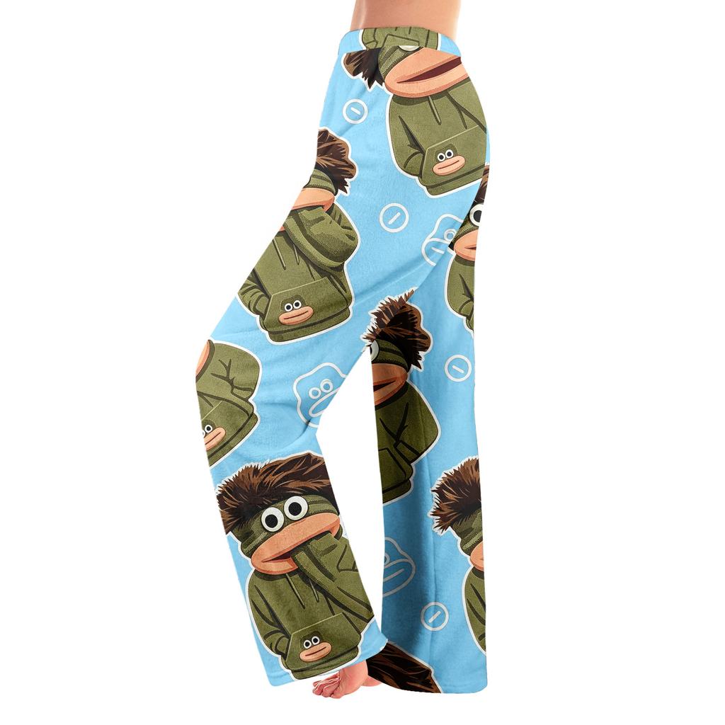 Women's Halloween Flannel Straight Leg Pajama Pants, Cozy Winter Sleepwear Loungewear