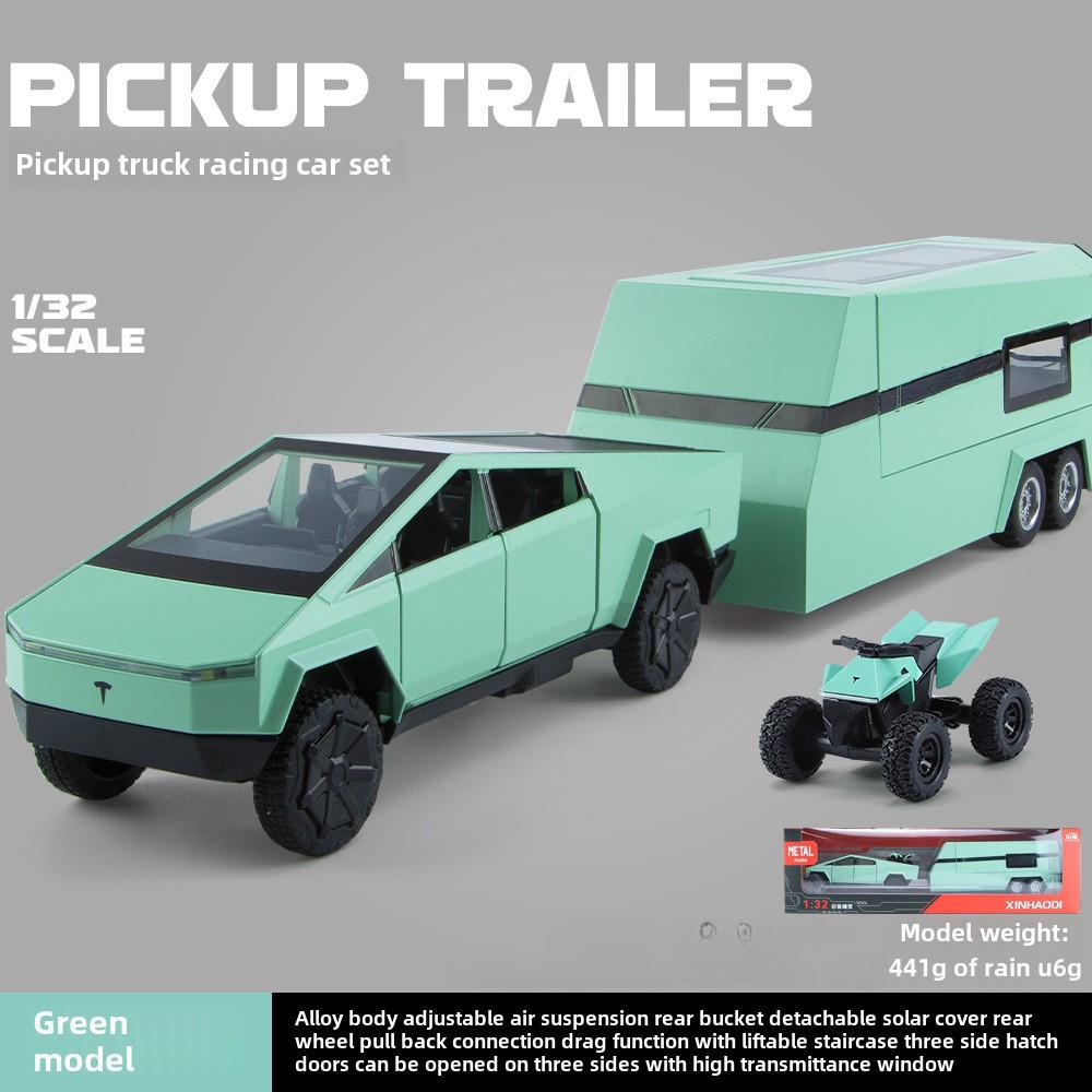 

1:Модель легкосплавного автофургону 32 Tespika Trailer RV - іграшка для повернення зі звуком, світлом та дверима, що відкриваються.