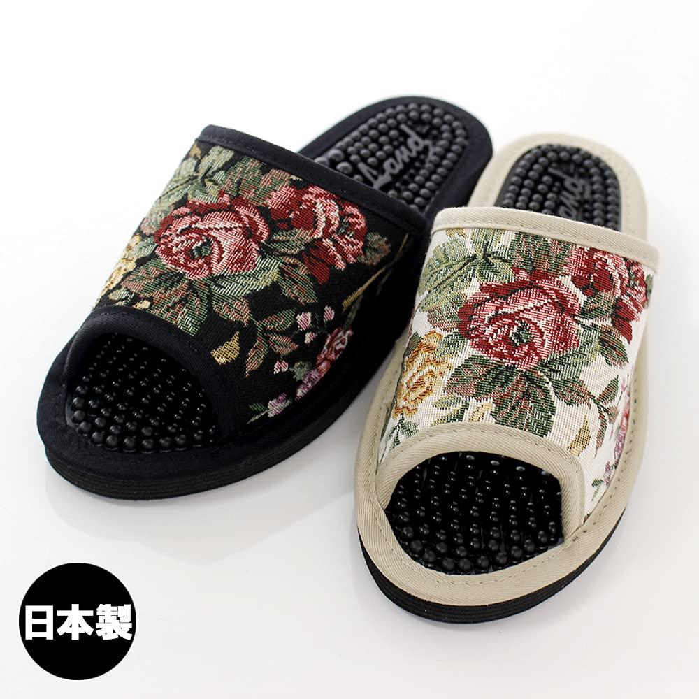 Healthy Gobelin Rose Made in Healthy Slippers Sandals, Pattern, Japan, (Beige)