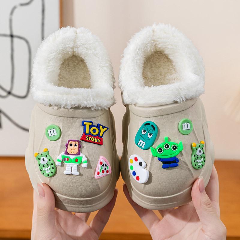 CC Winter Children's Cotton Slippers Indoor Warm Thickened Plush Male Treasure Female Treasure Waterproof and Non-slip Cartoon Winter Cotton Mop