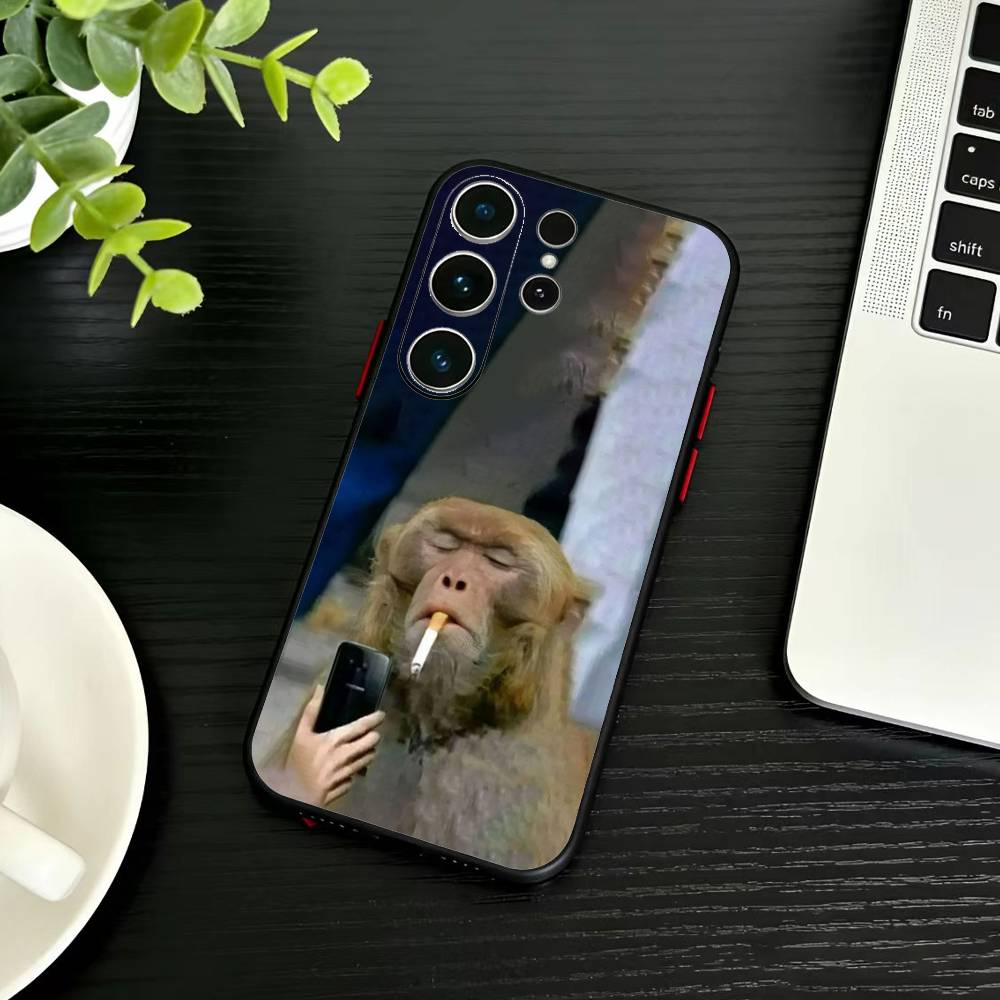 Cute Funny Monkey Phone Case For Samsung S26,S25,S24,S23,S22,S21,S20,Plus,Fe,Lite,Others Black Cover