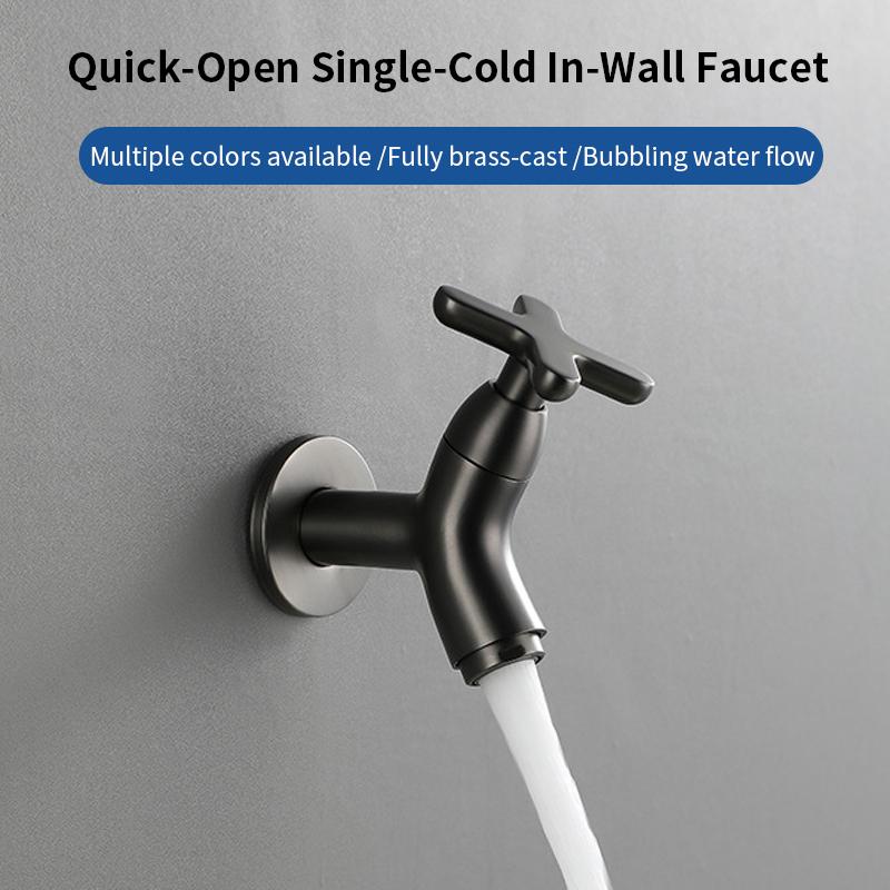 Wall-mounted Basin Faucet Mop Sink Cold Tap Balcony Splash-proof Home Kitchen Sink Quick-Open Faucet Bathroom Accessories
