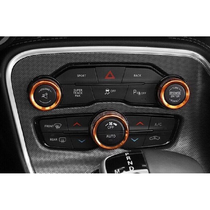 For Dodge Challenger 2015- Aluminum Orange Middle Console AC Knob Cover Trim
