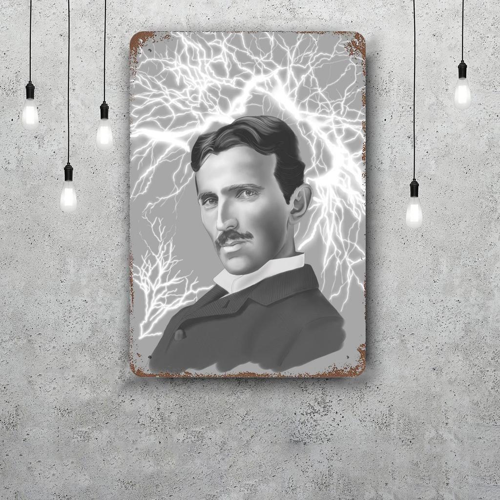 Nikola Tesla Vintage Tin Sign Home Decor Wall Decor Art Wall Mural Room Decoration Decor Retro Metal Sign Plate Bar Posters