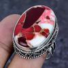 Natural Copper Red Coral Gemstone 925 Sterling Silver Jewelry Ring Size 9 ETC-13900