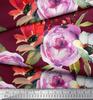 Soimoi Japan Crepe Satin Fabric Leaves,Poppy & Peony Flower Decor Fabric Printed Metre 42 Inch