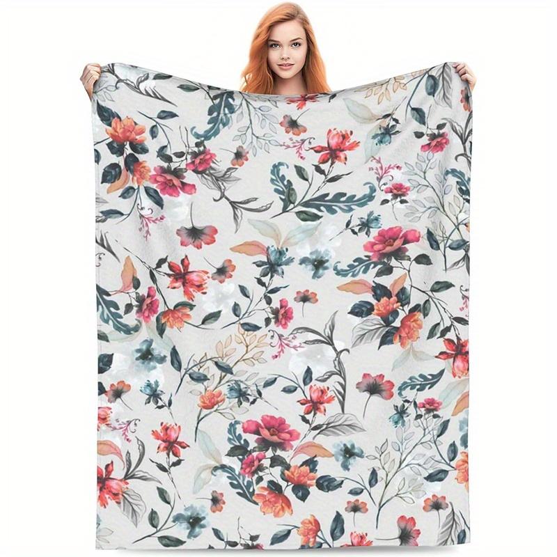 1pc Soft Flannel Floral Throw Blanket  Cozy Lightweight for Couch Bed Office  Travel  Versatile AllSeason Gift 75x100cm