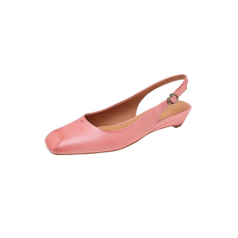 

Fashion New Genuine Leather Summer Sandals Square Toe Sandals for Women Low Heels Fashion Retro Cover Toe Sandal Ladies Shoes Women 40 розовый