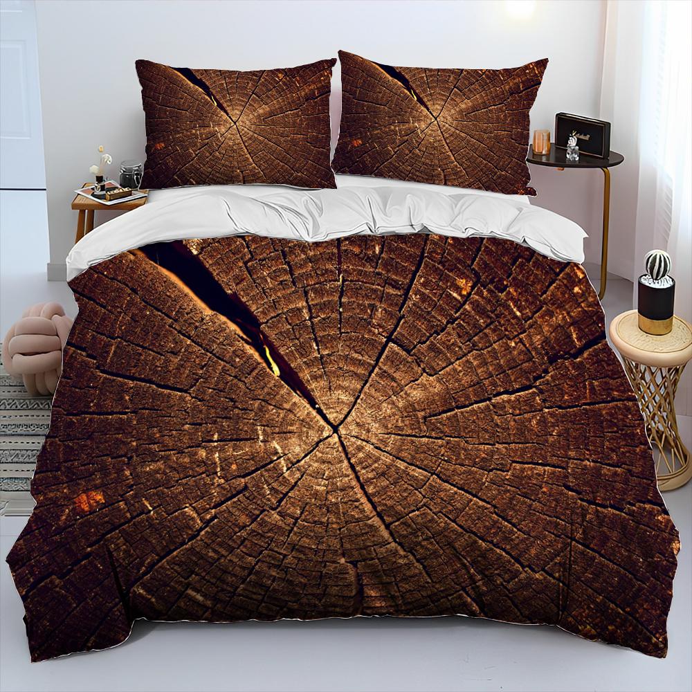 3D Wood Grain Comforter Bedding Set,Duvet Cover Bed Set Quilt Cover Pillowcase,King Queen Size Bedding Set for Adult Child Gift