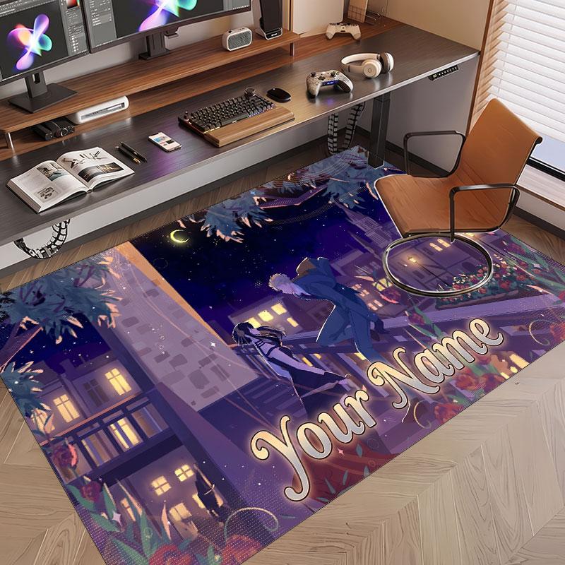 Custom Name Crystal Velvet Rug,Spy × Family Comfortable Anti Slip Floor Mat For Room Decoration