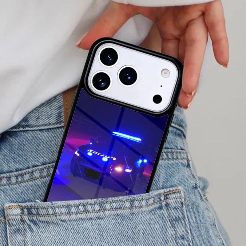 Police Car Soft Phone Case for iPhone 17ProMax 12 13 14 15 16e 17 Pro Max Plus Air Cover