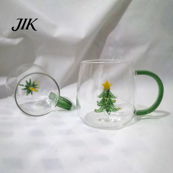 Coffee Milk Drink Cup Handmade Glass Animal Plant Shape Transparent Water Cute with Colorful Handle Creative Tea Mug
