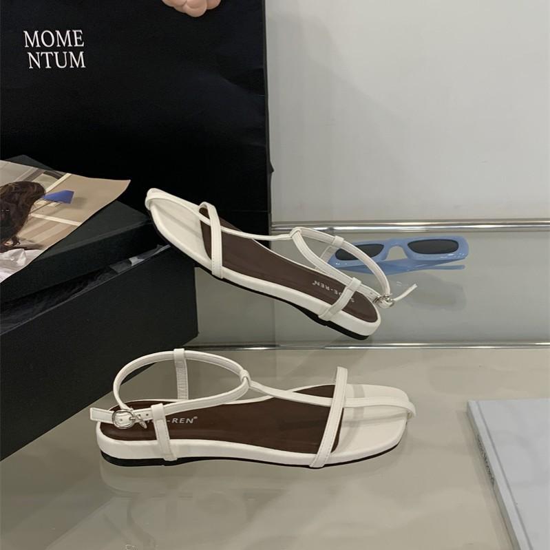 Flat Bottom Thin Strap Toe with Sandals Women's 2025 Spring and Summer New Outer Wear Single Shoes Women's Beach Roman Sandals