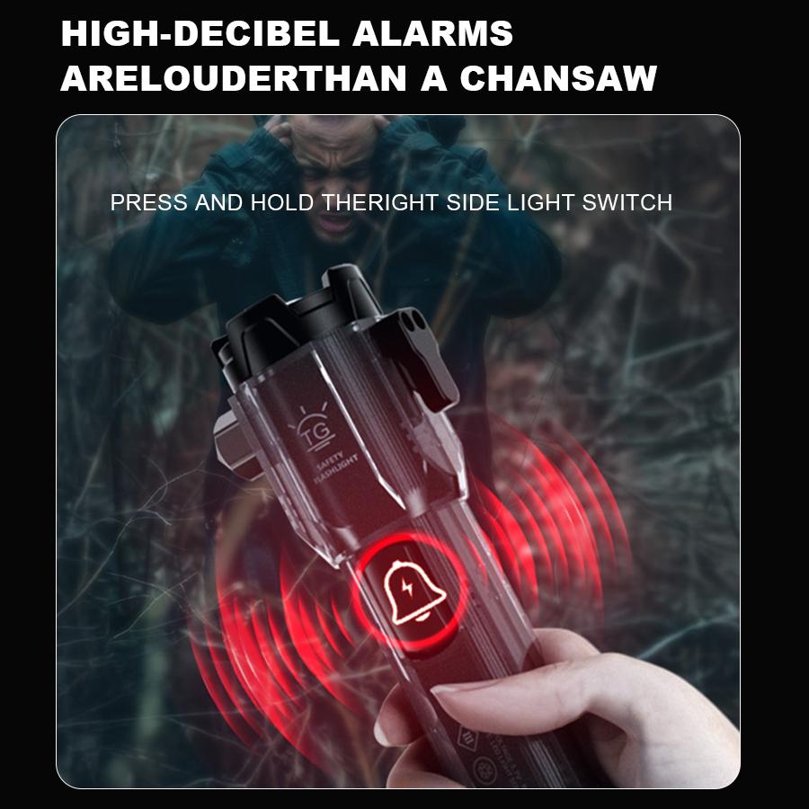 KDULIT Multifunction LED Dual Light Source Flashlight Built-in 1800mAh Battery Type-C Rechargeable Emergency Slide Zoom Torch