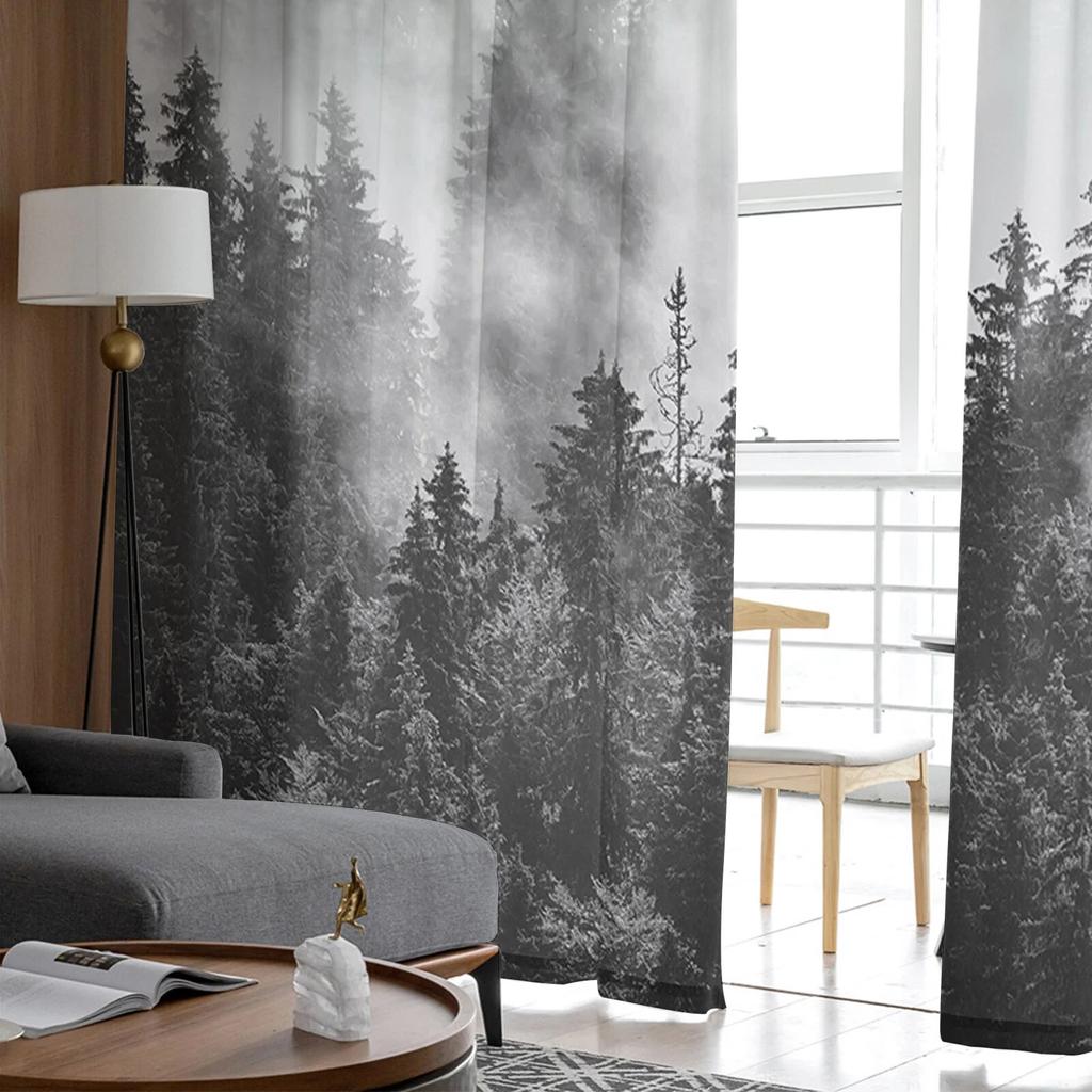 Forest Tree Simplicity Sheer Curtains For Living Room Bedroom Tulle Curtain For Kitchen Voile Curtain Blind Panels
