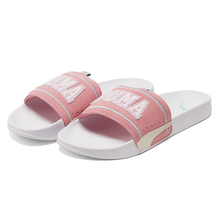 PUMA Leadcat Unisex Slides White Pink Thick Sole Comfortable Versatile 382078-02