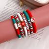 Christmas Beaded Bangle Festive Bohemian Colorful Bracelets 6/7Pcs Soft Clay Elastic Beaded Hand Chains Jewelry for Girl