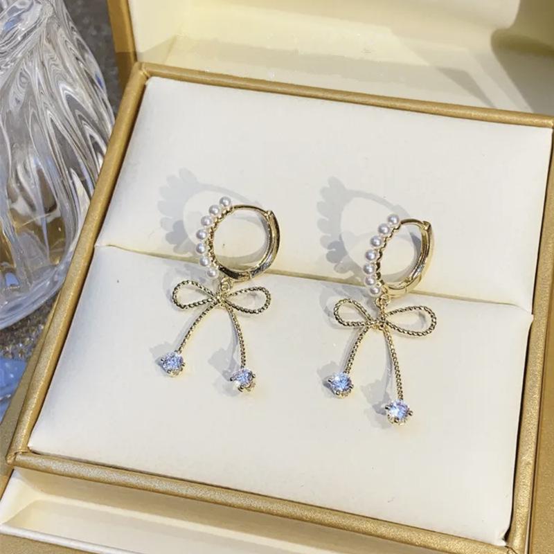 Elegant Pearl Bow Stud Earrings: Chic, Simple, and Versatile for Any Occasion