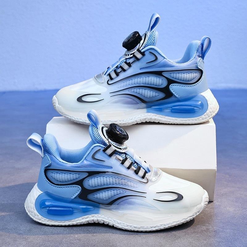 Boys' Sneakers Autumn Mesh Breathable Spring and Autumn Rotating Button Children's Shoes Boys Running Shoes Super Lightweight