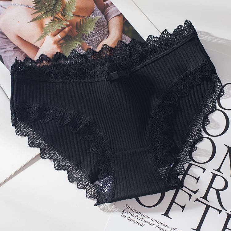 

Сексуальные кружевные трусики женские хлопковые трусики модные однотонные трусики нижнее белье нижнее белье 1 шт. XL чёрный