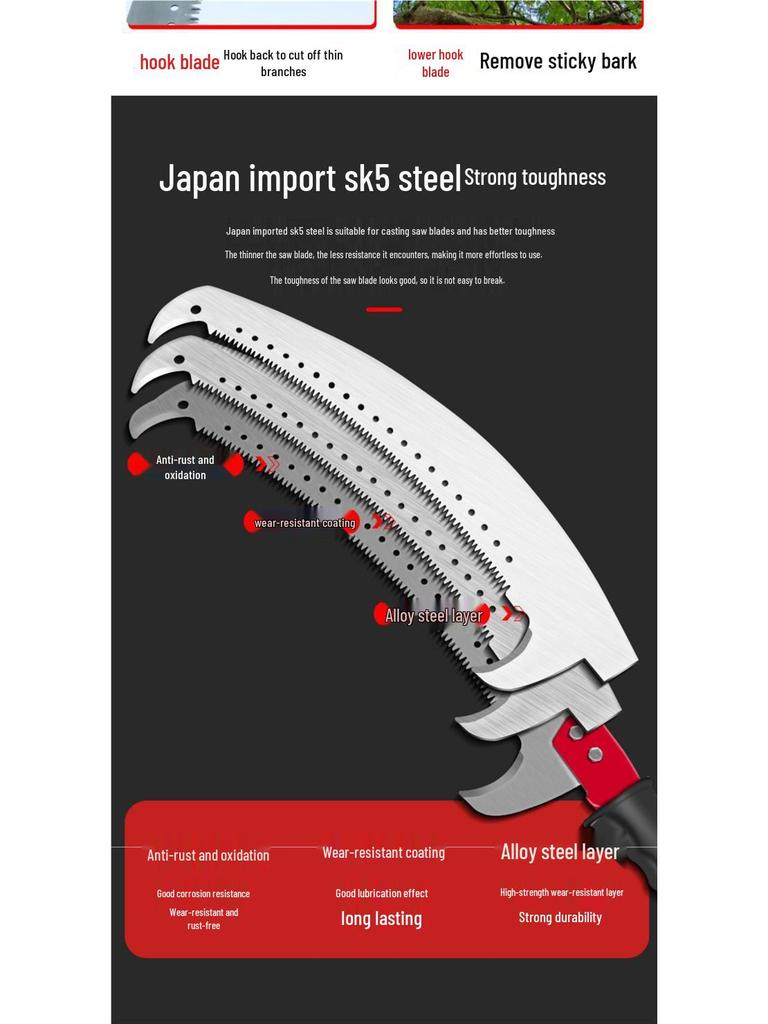 Telescopic Pole Saw: Long Reach Pruner for High Branches and Tree Cutting.