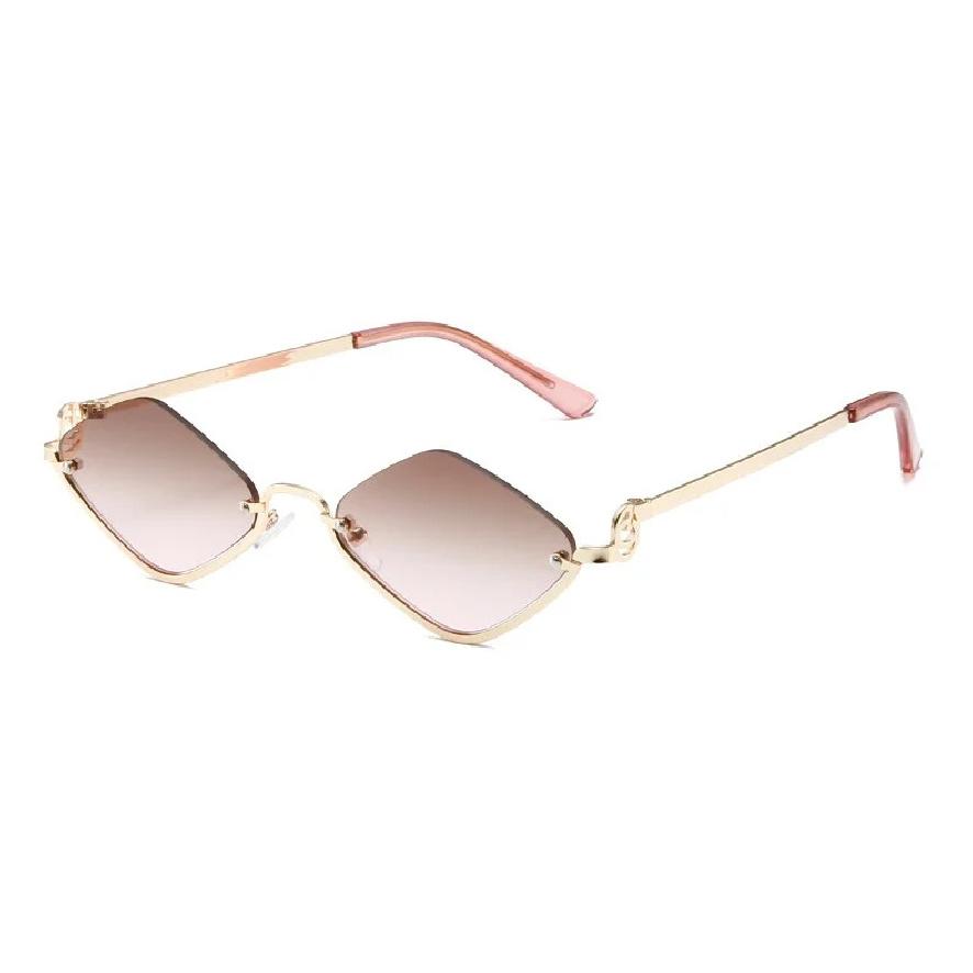 New Metal Half-frame Sunglasses, Fashionable Small Diamond-shaped Half-frame Sunglasses, Simple Literary Beach Sunglasses UV400